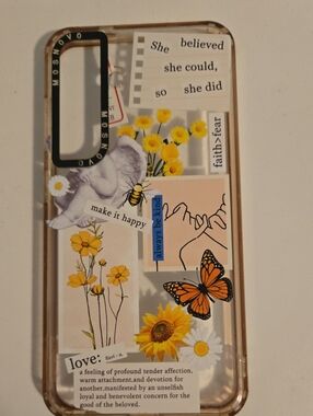 Clear Floral & Butterfly Phone Case - Yellow Accent Galaxy S24